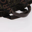 FENDI Zucca Canvas Hand Bag Black Brown Auth 186292A-7
