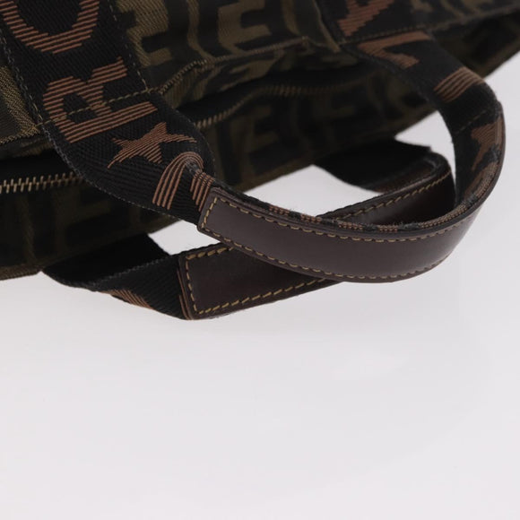 FENDI Zucca Canvas Hand Bag Black Brown Auth 186292A