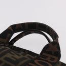 FENDI Zucca Canvas Hand Bag Black Brown Auth 186292A-8
