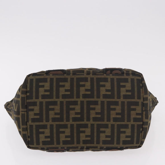 FENDI Zucca Canvas Hand Bag Black Brown Auth 186292A