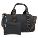 FENDI Hand Bag Canvas 2way Black Gold Auth 186293-1