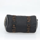 FENDI Hand Bag Canvas 2way Black Gold Auth 186293-5