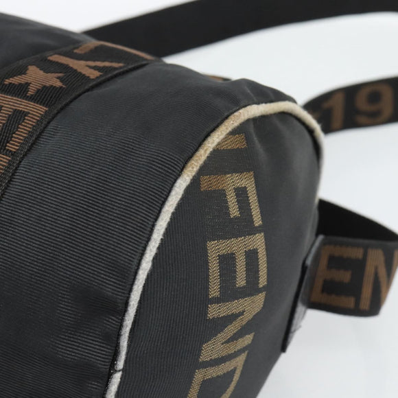 FENDI Hand Bag Canvas 2way Black Gold Auth 186293