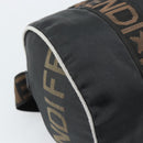 FENDI Hand Bag Canvas 2way Black Gold Auth 186293-19
