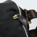 FENDI Hand Bag Canvas 2way Black Gold Auth 186293-20
