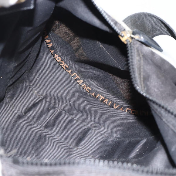 FENDI Hand Bag Canvas 2way Black Gold Auth 186293