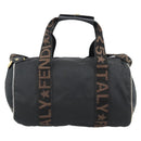 FENDI Hand Bag Canvas 2way Black Gold Auth 186293-13