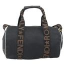 FENDI Hand Bag Canvas 2way Black Gold Auth 186293-2