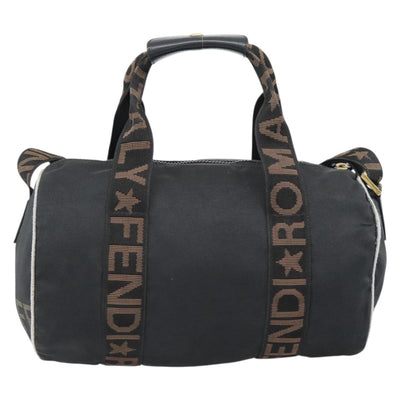FENDI Hand Bag Canvas 2way Black Gold Auth 186293 - 0