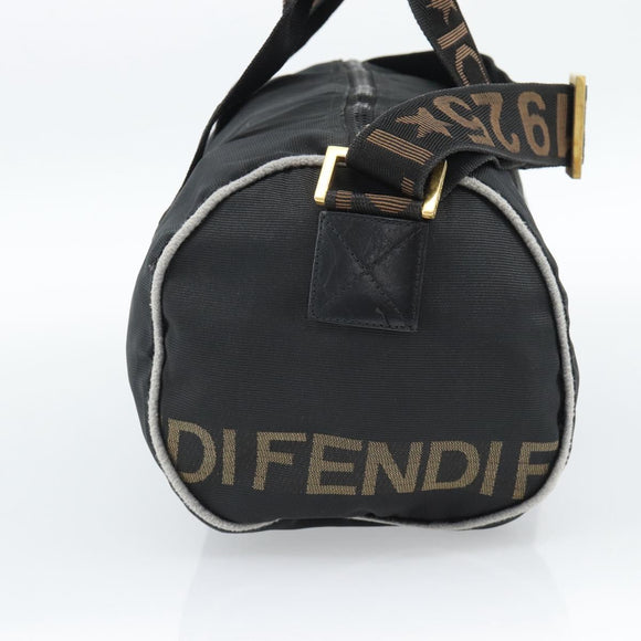 FENDI Hand Bag Canvas 2way Black Gold Auth 186293