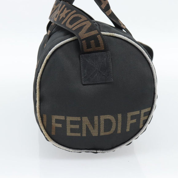 FENDI Hand Bag Canvas 2way Black Gold Auth 186293