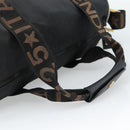 FENDI Hand Bag Canvas 2way Black Gold Auth 186293-7