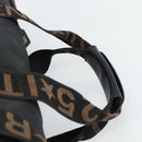 FENDI Hand Bag Canvas 2way Black Gold Auth 186293-14