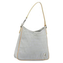 FENDI Zucchino Canvas Shoulder Bag Light Blue Silver Auth 186294A-1