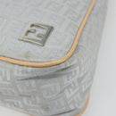 FENDI Zucchino Canvas Shoulder Bag Light Blue Silver Auth 186294A-15