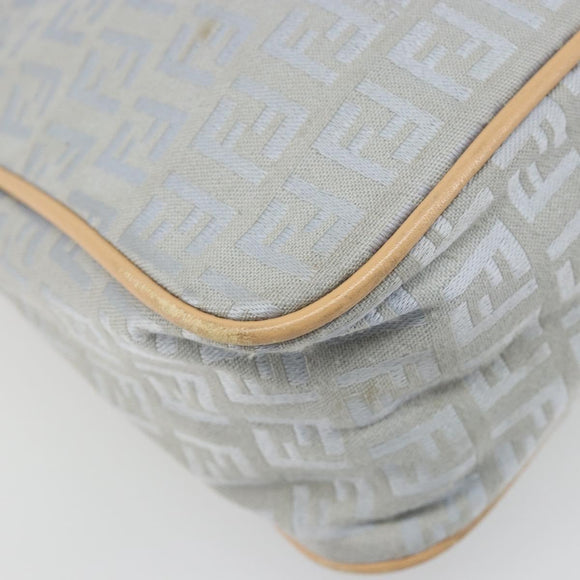 FENDI Zucchino Canvas Shoulder Bag Light Blue Silver Auth 186294A