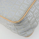 FENDI Zucchino Canvas Shoulder Bag Light Blue Silver Auth 186294A-18
