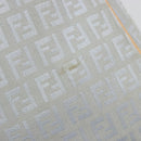 FENDI Zucchino Canvas Shoulder Bag Light Blue Silver Auth 186294A-8