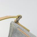 FENDI Zucchino Canvas Shoulder Bag Light Blue Silver Auth 186294A-9