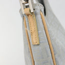 FENDI Zucchino Canvas Shoulder Bag Light Blue Silver Auth 186294A-10