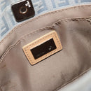 FENDI Zucchino Canvas Shoulder Bag Light Blue Silver Auth 186294A-20