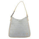 FENDI Zucchino Canvas Shoulder Bag Light Blue Silver Auth 186294A-13