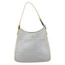 FENDI Zucchino Canvas Shoulder Bag Light Blue Silver Auth 186294A-2