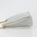 FENDI Zucchino Canvas Shoulder Bag Light Blue Silver Auth 186294A-4