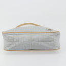 FENDI Zucchino Canvas Shoulder Bag Light Blue Silver Auth 186294A-5