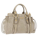 Miu Miu Hand Bag Leather 2way Beige Gold Auth 186300M-1