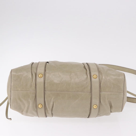 Miu Miu Hand Bag Leather 2way Beige Gold Auth 186300M