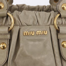 Miu Miu Hand Bag Leather 2way Beige Gold Auth 186300M-19