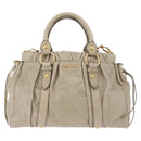 Miu Miu Hand Bag Leather 2way Beige Gold Auth 186300M-13
