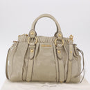 Miu Miu Hand Bag Leather 2way Beige Gold Auth 186300M-12