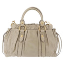 Miu Miu Hand Bag Leather 2way Beige Gold Auth 186300M-2