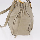 Miu Miu Hand Bag Leather 2way Beige Gold Auth 186300M-3