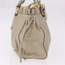 Miu Miu Hand Bag Leather 2way Beige Gold Auth 186300M-4