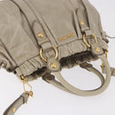 Miu Miu Hand Bag Leather 2way Beige Gold Auth 186300M-6