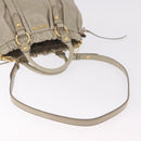 Miu Miu Hand Bag Leather 2way Beige Gold Auth 186300M-8