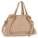 Chloe Paraty Hand Bag Leather 2way Beige Gold Auth 186304-1