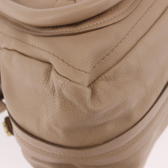 Chloe Paraty Hand Bag Leather 2way Beige Gold Auth 186304