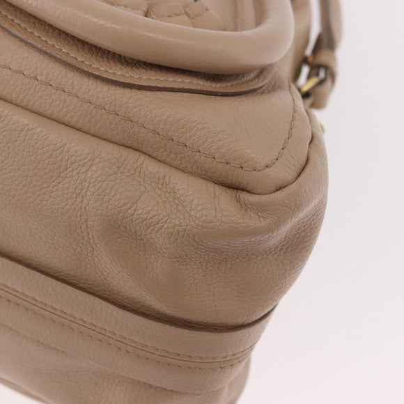 Chloe Paraty Hand Bag Leather 2way Beige Gold Auth 186304