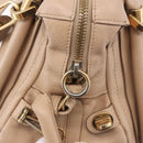 Chloe Paraty Hand Bag Leather 2way Beige Gold Auth 186304-10