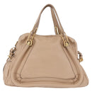 Chloe Paraty Hand Bag Leather 2way Beige Gold Auth 186304-13