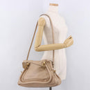 Chloe Paraty Hand Bag Leather 2way Beige Gold Auth 186304-24