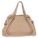 Chloe Paraty Hand Bag Leather 2way Beige Gold Auth 186304-2