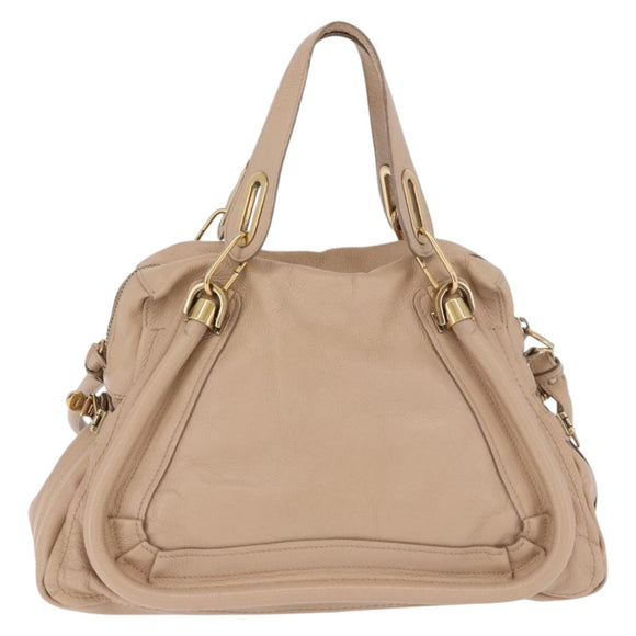 Chloe Paraty Hand Bag Leather 2way Beige Gold Auth 186304