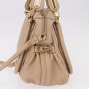Chloe Paraty Hand Bag Leather 2way Beige Gold Auth 186304-3