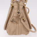 Chloe Paraty Hand Bag Leather 2way Beige Gold Auth 186304-4