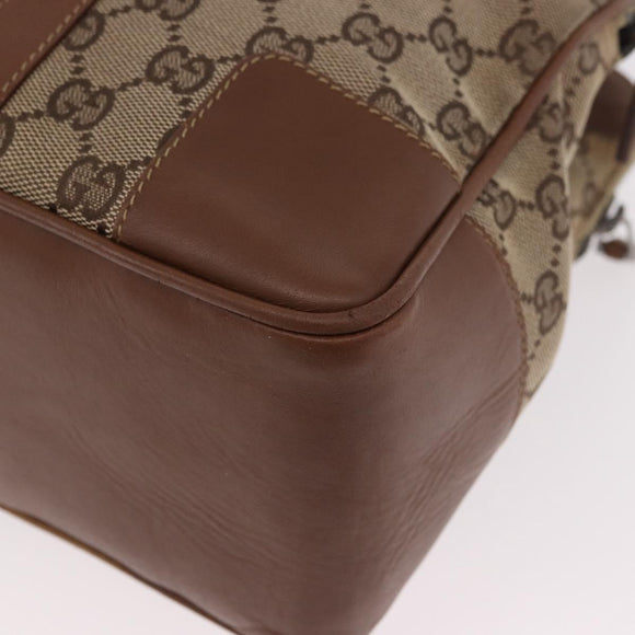 GUCCI GG Canvas Web Sherry Line Tote Bag Beige Silver Red Auth 186307